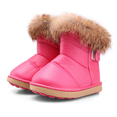 Little Unisex Winter Rose Red Snow Boots Warm Flat Plush Shoes