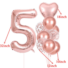 10 Pack Rose Golden Birthday Number Set for Parties Celebrations