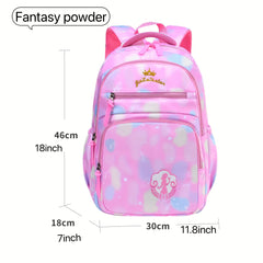 Princess School Backpack Lightweight Waterproof Large Capacity