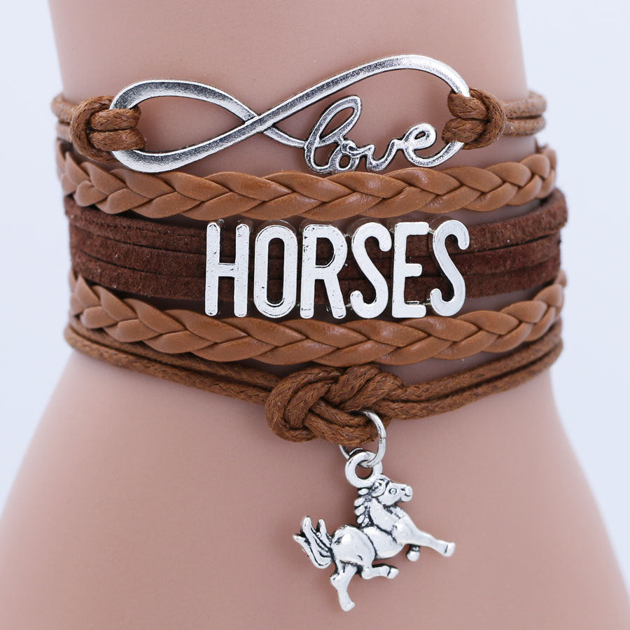 Infinity Love Horse Bracelet - Men Unisex Brown