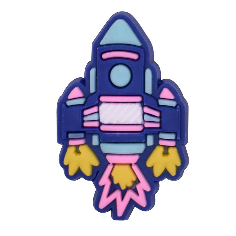 6pcs Space Shuttle Pattern Charms Shoes Slippers Decoration Accessories