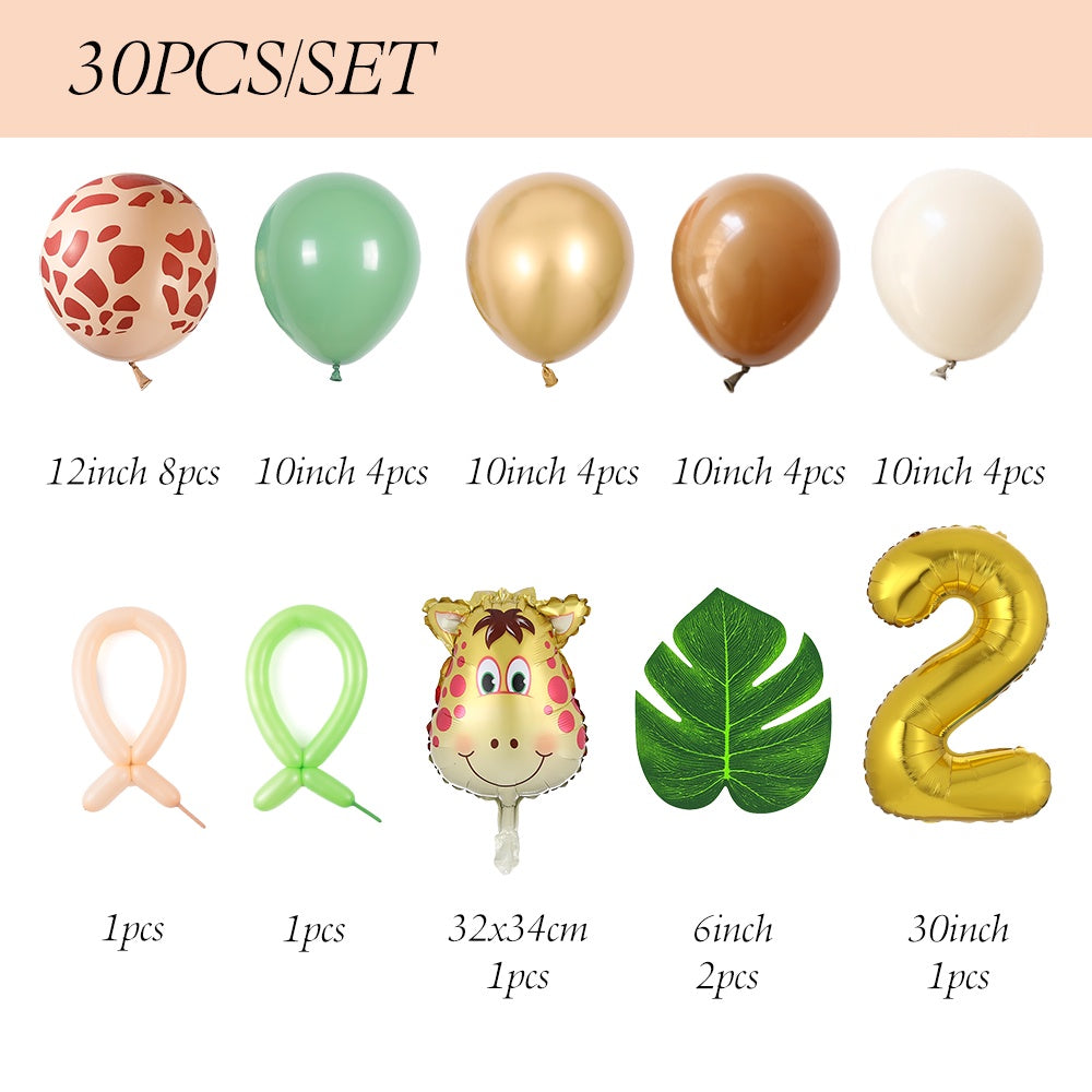 30pcs Deer Wood Theme Number Balloon Birthday Party Set