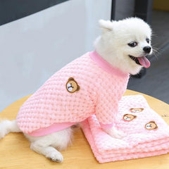 Bear Pattern Fleece Pet Sweater for Small and Medium Dogs Cozy Hoodie