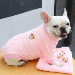 Bear Pattern Fleece Pet Sweater for Small and Medium Dogs Cozy Hoodie