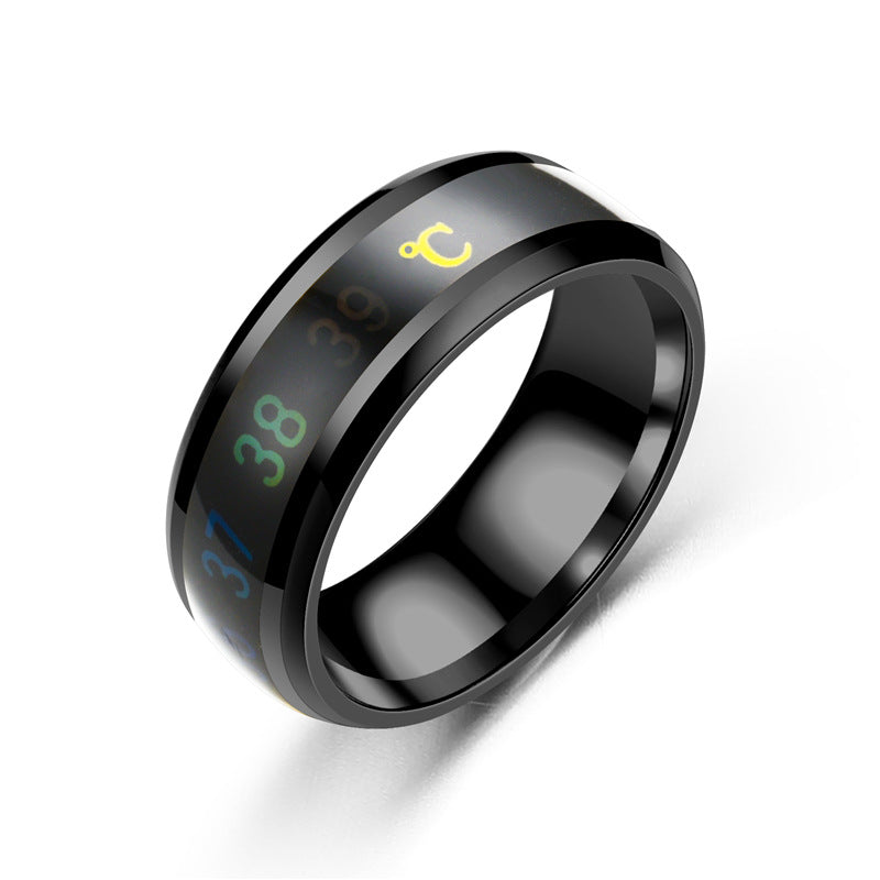 Heart Mood Ring Titanium Couple Stainless Steel Temperature Body Ring