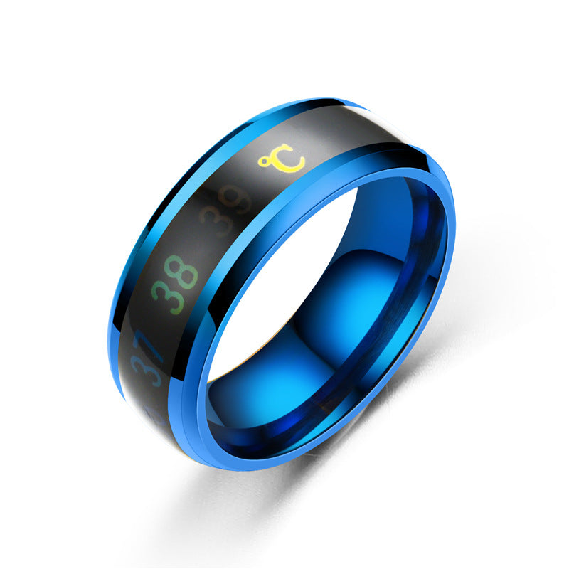 Heart Mood Ring Titanium Couple Stainless Steel Temperature Body Ring
