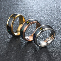 Heart Mood Ring Titanium Couple Stainless Steel Temperature Body Ring