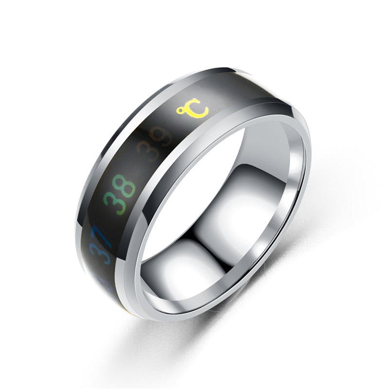 Heart Mood Ring Titanium Couple Stainless Steel Temperature Body Ring