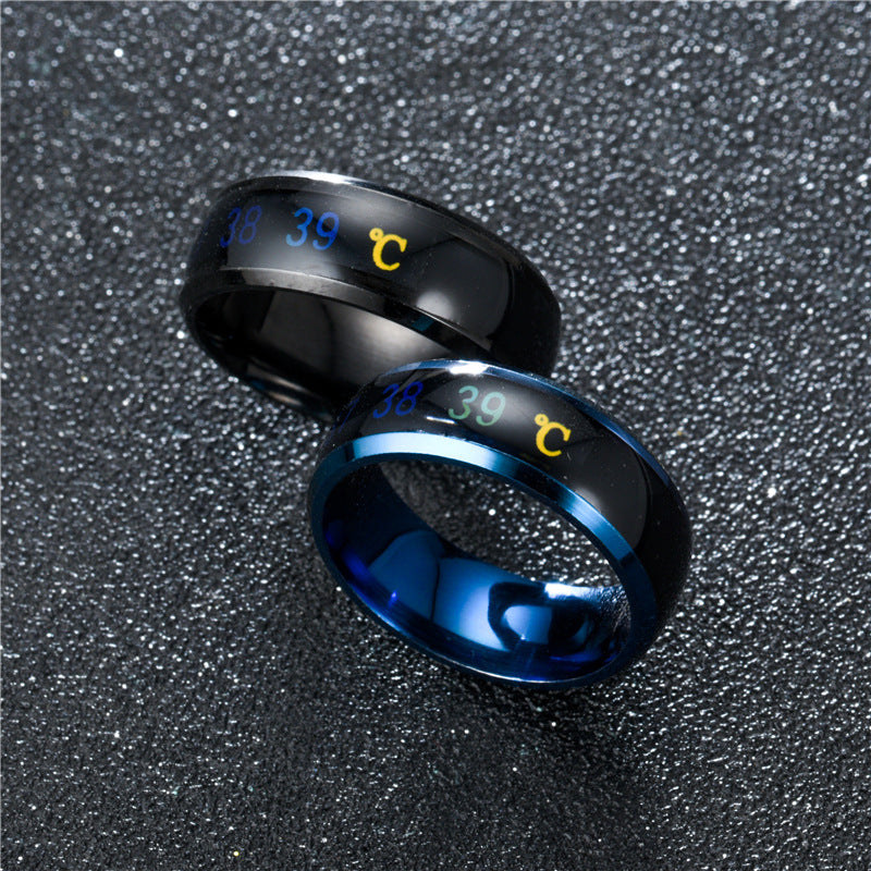Heart Mood Ring Titanium Couple Stainless Steel Temperature Body Ring