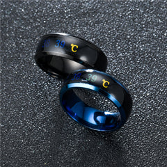 Heart Mood Ring Titanium Couple Stainless Steel Temperature Body Ring