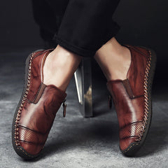 Men's Zipper Loafers Breathable Comfortable Anti-Skid Slip-On Shoes
