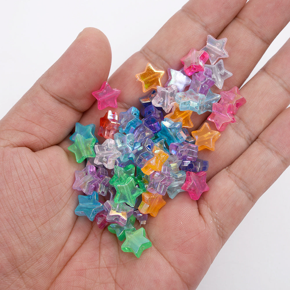 100pcs 10mm Colorful Acrylic Star Spacer Beads Jewelry Making Supplies
