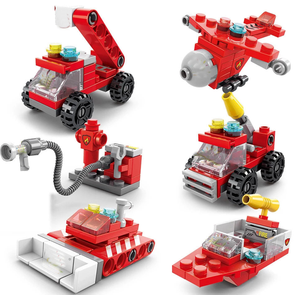 142Pcs Fire Truck Building Blocks Sets, Car Model Toy