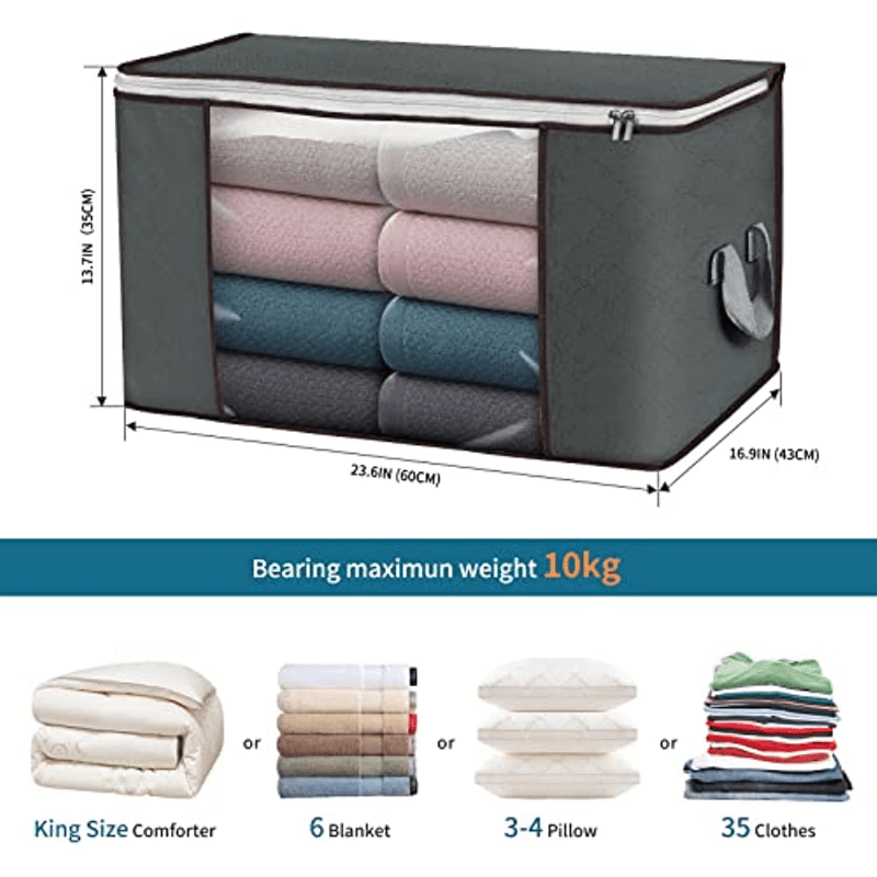 Large Capacity Storage Bag Zipper Dustproof Organizer Foldable Clothes Box