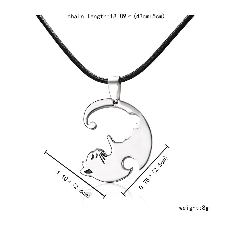 Cat Embracing Necklace - Stainless Steel