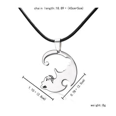 Cat Embracing Necklace - Stainless Steel