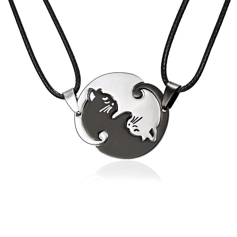 Cat Embracing Necklace - Stainless Steel
