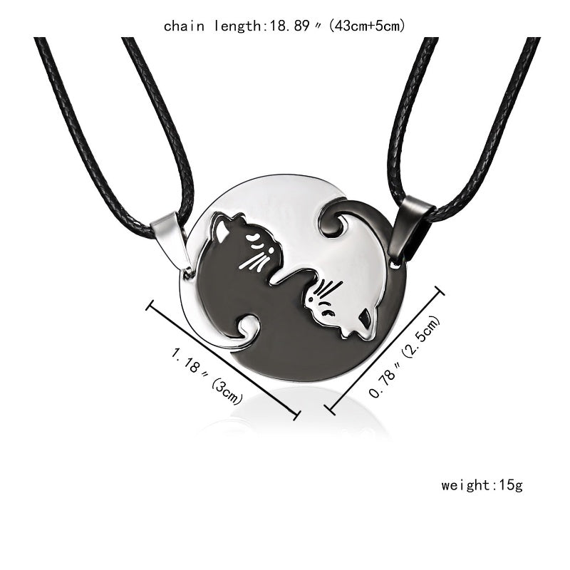 Cat Embracing Necklace - Stainless Steel