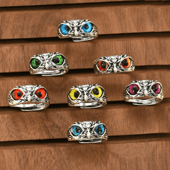 Vintage Devil's Eye Owl Statement Ring Adjustable Opening Ring Jewelry