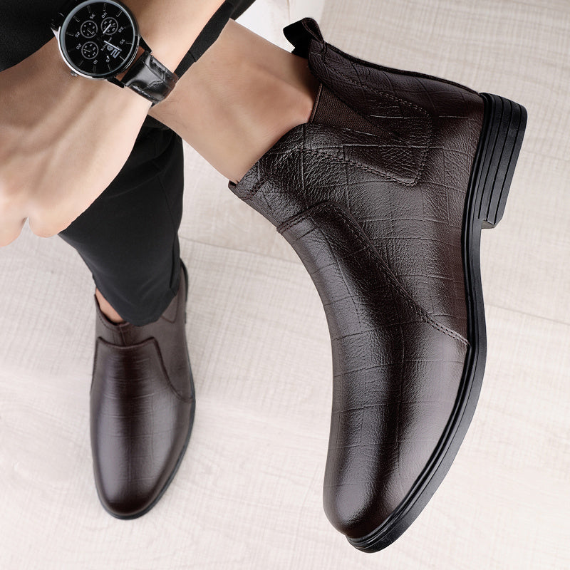 Men's Plaid Print Chelsea Boots
