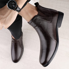 Men's Plaid Print Chelsea Boots