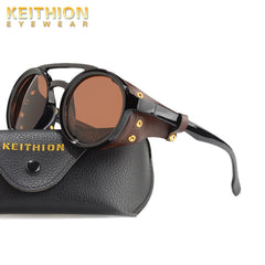 KEITHION Steampunk Style Round Vintage Sunglasses Retro Eyewear UV400