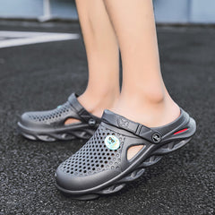 Men's Lightweight Open Back Clogs Bathing Shoes Breathable Grey