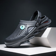 Men's Lightweight Open Back Clogs Bathing Shoes Breathable Grey