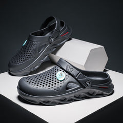 Men's Lightweight Open Back Clogs Bathing Shoes Breathable Grey