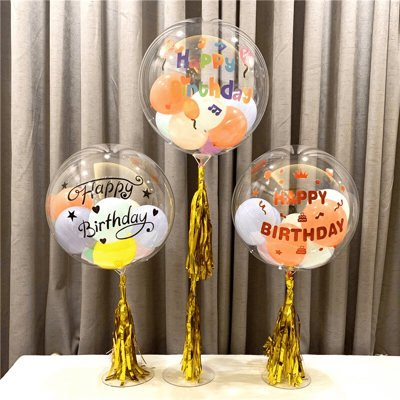 4pcs Birthday Pompom Stickers - Sparkle up Your Celebrations