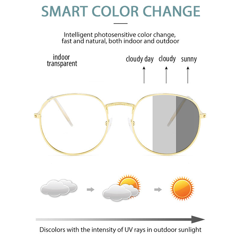 Photochromic Sunglasses Chameleon Eyeglasses Metal Transition Glasses Unisex