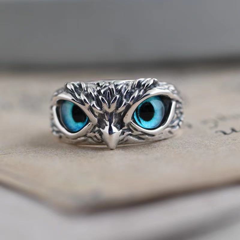 Vintage Punk Men's Owl Adjustable Ring Opening Animal Ring Male Jewelry