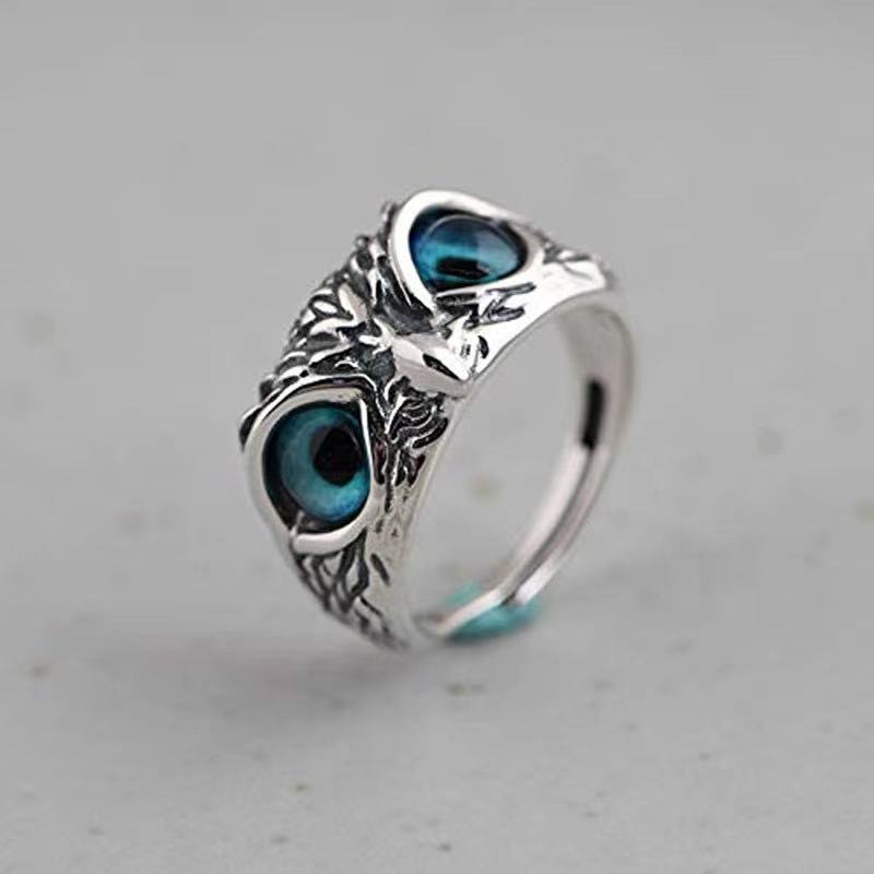 Vintage Punk Men's Owl Adjustable Ring Opening Animal Ring Male Jewelry