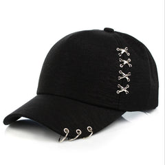 Metal Cross Iron Ring Duck Tongue Baseball Cap Unisex Sun Hat