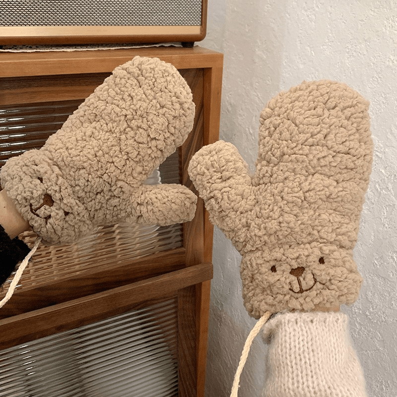 Winter Girls Bear Claw Gloves Plush Warm Hand Guards for Women