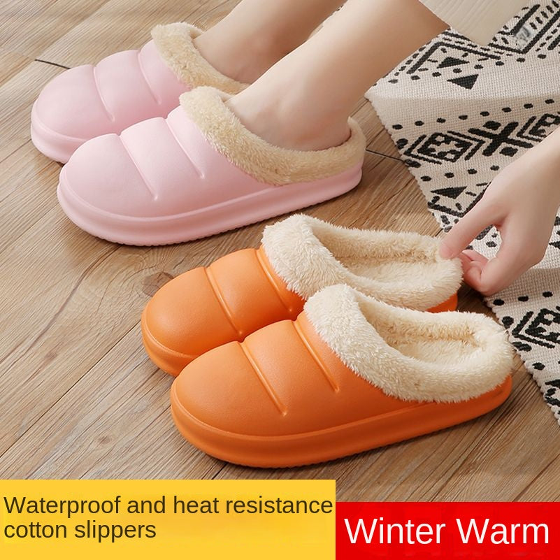 Women's Plush Lined Slippers Cozy Waterproof Bedroom Shoes