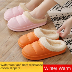Women's Plush Lined Slippers Cozy Waterproof Bedroom Shoes