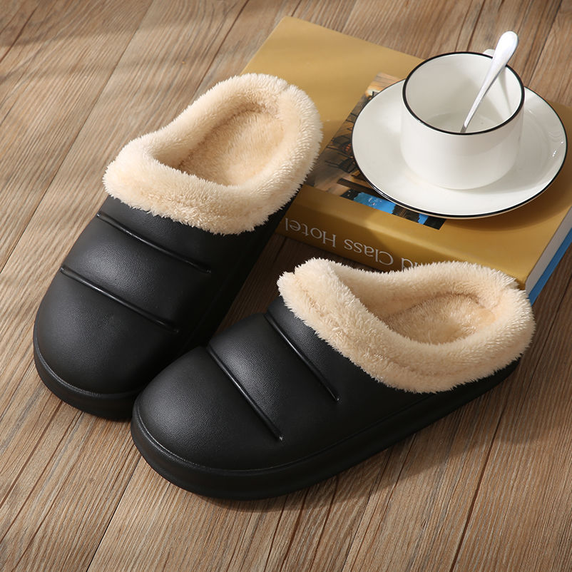 Women's Plush Lined Slippers Cozy Waterproof Bedroom Shoes