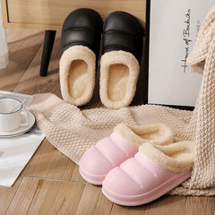 Women's Plush Lined Slippers Cozy Waterproof Bedroom Shoes