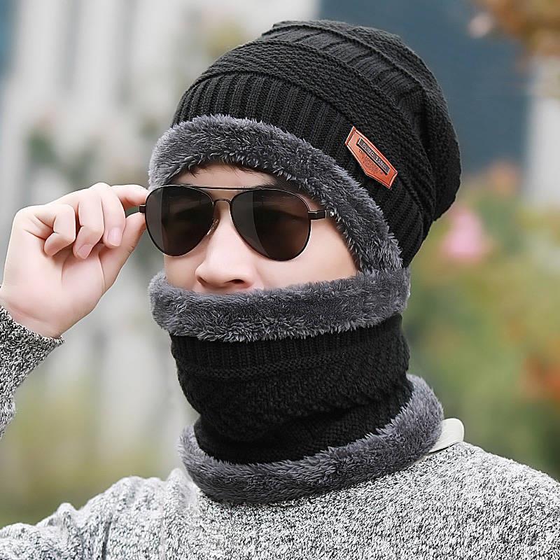 2pcs Men's Winter Fleece Knitted Hats