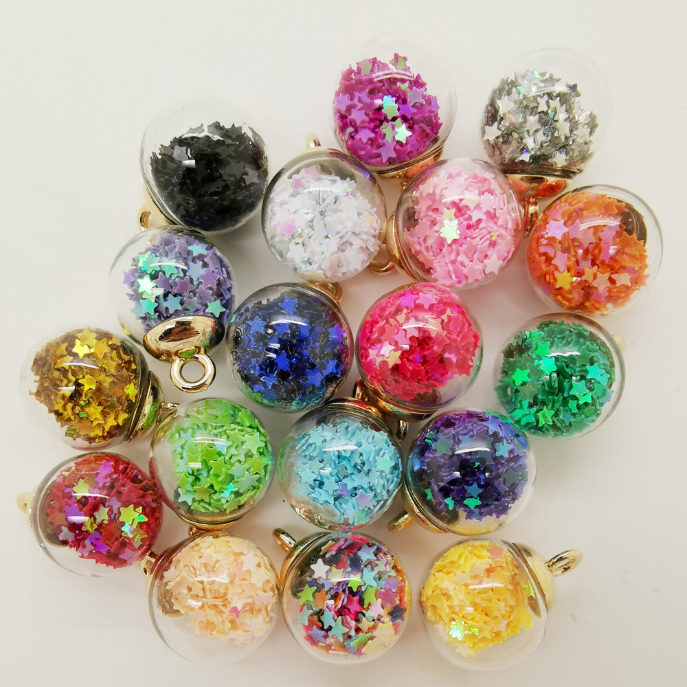 10pcs Mini Glass Jar With Star Charm Jewelry Making Beads