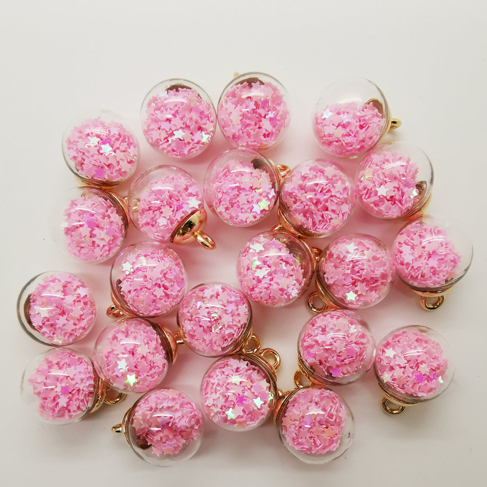 10pcs Mini Glass Jar With Star Charm Jewelry Making Beads
