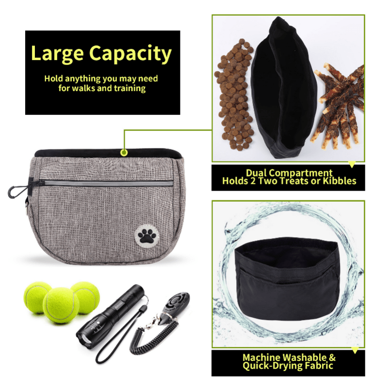 Reflective Dog Treat Training Pouch Bag Large Capacity Snack Bag
