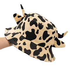 Cow Bucket Hat With Horn Ears Unisex Fisherman's Hat