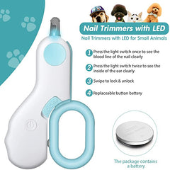 Pet Grooming Kit Nail Clippers LED Lights for Dogs Cats