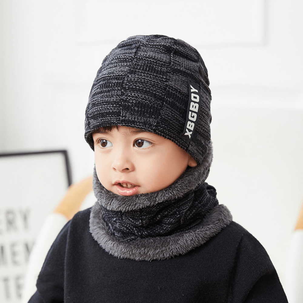 Thickened Woolen Knitted Hat Scarf Set for Winter Cold