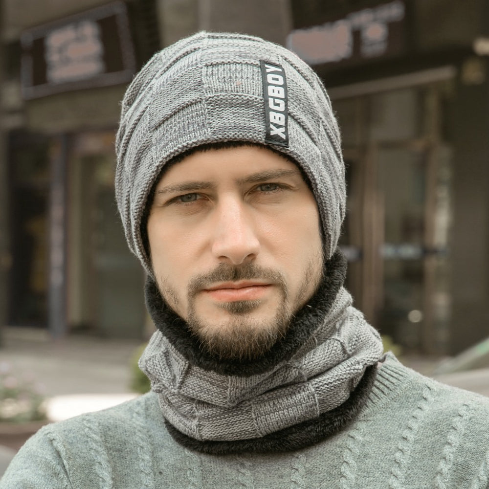 Thickened Woolen Knitted Hat Scarf Set for Winter Cold