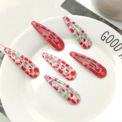 6pcs Cherry Floral Printed Hair Clips for Girls