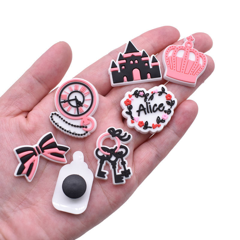 Princess Alice Pattern Shoe Charms For Clogs Jibts Bubble Slides Sandals