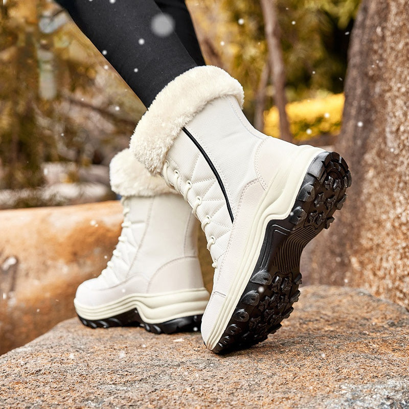Women's Winter Thermal Snow Boots - Warm Fleece Lined Lace Up Boots